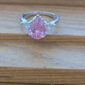 Elegant Pink Teardrop Ring